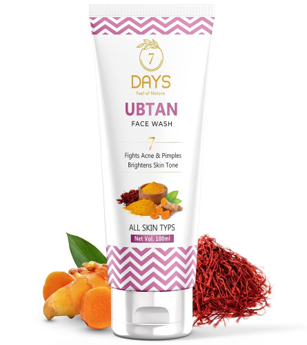 7 Days Ubtan Natural Face Wash for All Skin Type with Turmeric & Saffron ,100 ml | pack of 2 | free shipping