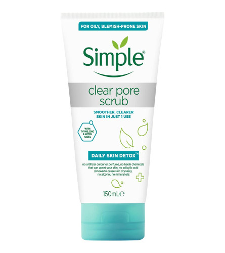 Simple Daily Skin Detox Clear Pore Facial Scrub, 150 ml | pack of 2 | free shipping