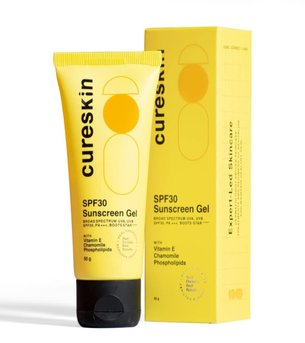 Cureskin SPF 30 PA +++ Sunscreen Gel for Oily & Acne Prone Skin | With Aloe vera & Vitamin E | 50 gm | pack of 2