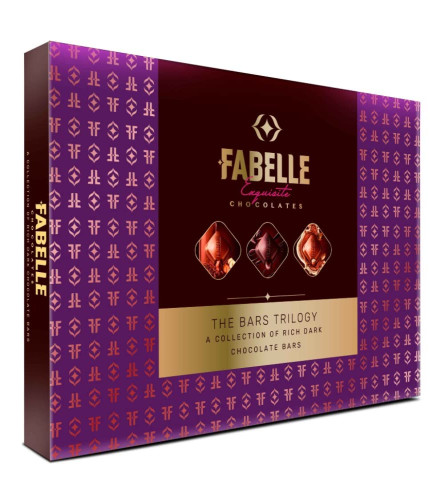 Fabelle The Bars Trilogy - Chocolate Pack, 3 Assorted Large Luxury Chocolate Bars, Premium Packaged Gift Chocolate Box, Centre-Filled Bars, Best Chocolate Gift, 388g