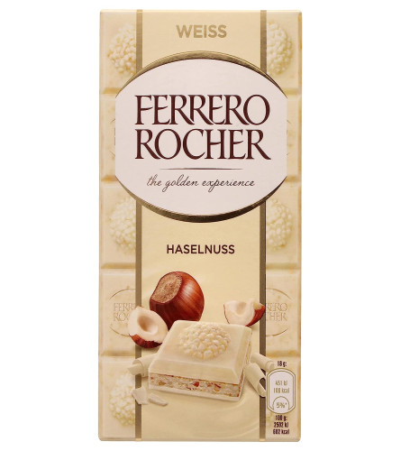 Ferrero Rocher Chocolate Rocher White Chocolate With Hazelnut Bar 90g