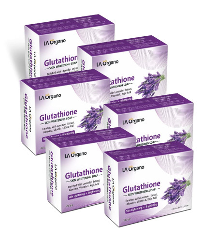 LA Organo Glutathione Lavender Skin Whitening Soap For All Skin Type (100 gm) Pack of 6 | free ship