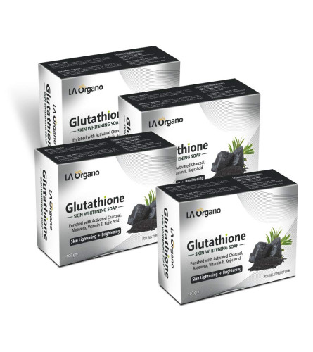 LA Organo Glutathione Activated Charcoal Skin Whitening Soap For All Skin Type (100 gm) Pack of 4 | free shipping