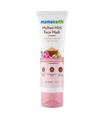 Mamaearth Multani Mitti Face Wash with Multani Mitti & Bulgarian Rose For Oil Control & Acne - 100 ml (pack of 2) free shiipping