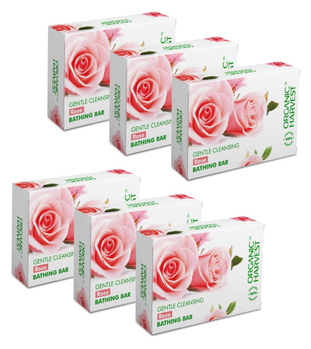 Organic Harvest Rose Bathing Bar, For Skin Moisturisation, 125 gm (pack of 6)  free shipping