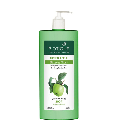 Biotique Green Apple Shine & Gloss Shampoo & Conditioner For Glossy Healthy Hair, 650 ml | free shipping