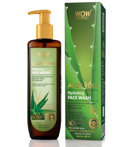 WOW Skin Science Aloe Vera With Hyaluronic Acid and Pro Vitamin B5 Hydrating Gentle Face Wash, 200 ml (pack of 2) free shipping