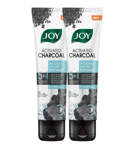 Joy Activated Charcoal Face Wash Skin Purifying and Deep Detox, 100 ml (Pack of 2 ) free shipping