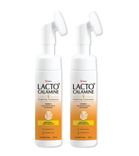 Lacto Calamine Vitamin C Foaming Face wash| Brightens skin & control blackheads & whiteheads| 150 ml x 2 pack (free shipping)