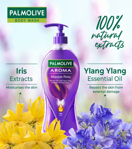 Palmolive Iris Flower & Ylang Ylang Essential Oil Aroma Absolute Relax Body Wash 750 ml (Fs)