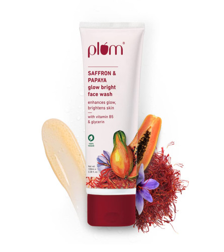 Plum Saffron & Papaya Glow Bright Face Wash | 100 ml (pack of 2) free shipping