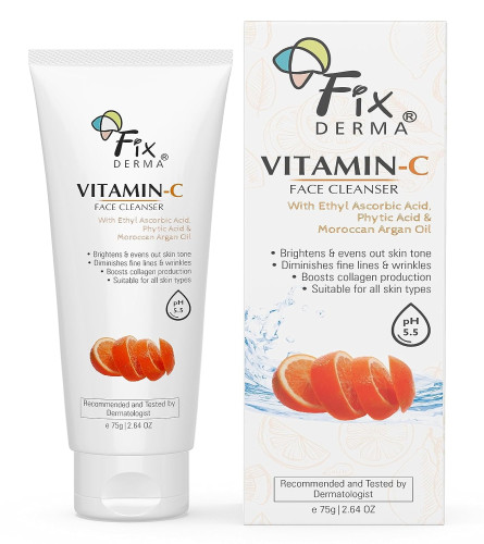 Fixderma Vitamin C Face Cleanser with Ascorbic Acid for Women & Men - 75g (Pack of 2)