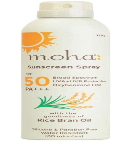MOHA SPF 50 Sunscreen Spray UVA+UVB Protection Lightweight, No White Cast, Broad Spectrum PA +++ | 170 gm (free shipping)