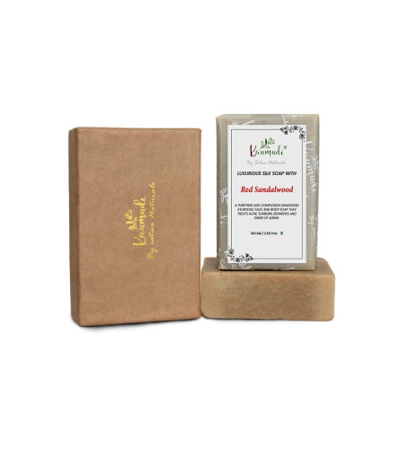 Kaumudi Luxurious Silk Soap with Red Sandalwood, 100 gm | pack of 2 | free shipping