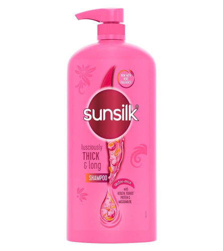 Sunsilk Lusciously Thick & Long Shampoo 1 L, With Keratin, Yoghut Protein and Macadamia Oil - Thickening Shampoo for Fuller Hair