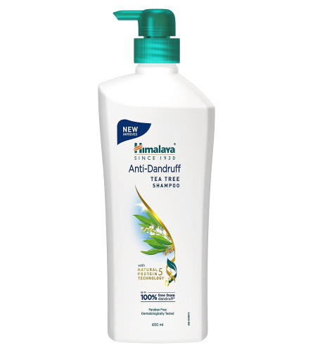 Himalaya Anti-Dandruff Tea Tree Shampoo, Removes up to 100% Dandruff, Soothes Scalp & Nourishes Hair, with Tea Tree oil and Aloe Vera, for men and women, 650ml