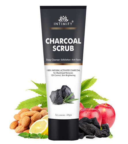 INTIMIFY Charcoal Face Scrub For Men & Women For Glowing & Oily Skin 100 gm | pack of 2 | free shipping