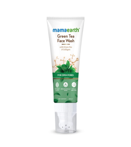 Mamaearth Green Tea Face Wash With Green Tea & Collagen For Open Pores - 100 Ml | pack of 2 | free shipping