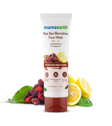 Mamaearth Bye Bye Blemishes Face Wash with Mulberry and Vitamin C for Even Skin Tone 100 ml (Pack Of 2) Fs