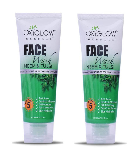 OxyGlow Herbals Face Wash Neem Tulsi Cleanses & Prevents Pimples for Acne prone skin 100 ml (Pack of 4)