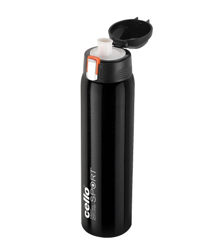 Cello Skipper Stainless Steel Vacuum Insulated Flask Hot & Cold Water Bottle 750 ml, Black