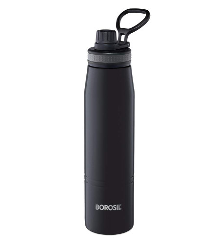 Borosil - Stainless Steel Hydra Gosports - Vacuum Insulated Flask Water Bottle, 900 ML, Black