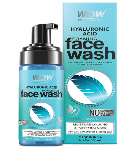 WOW Skin Science Hyaluronic Acid Foaming Face Wash - Facial wash for Dry Skin & Intense Face Cleansing - 150 ml | free shipping