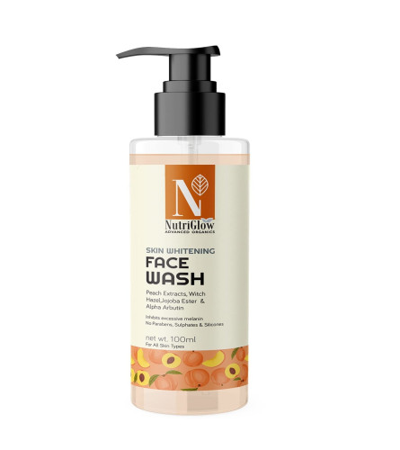 NutriGlow Advanced Organics Skin Whitening Face Wash With Peach Extracts 100 ml (Pack Of 2) Fs