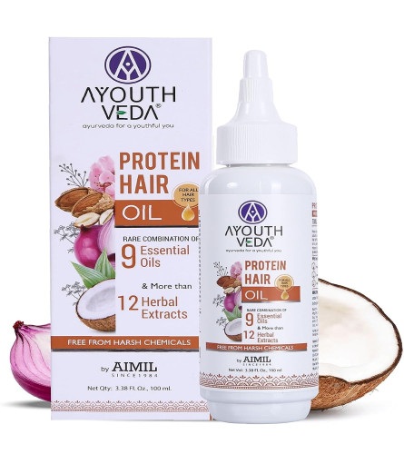 Ayouthveda Protein Hair Oil For Healthy Hair | Blend of Essential Oil & 12 Herbal Extracts | 100 ml (pack of 2) free shipping