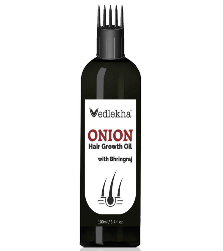 Vedlekha Premium Onion Hair Oil for Hair Growth with Comb Applicator- No Mineral Oil, No Silicones, 100 ml | pack of 2 (free shipping)