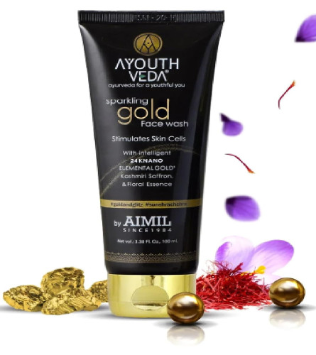 AYOUTHVEDA Sparkling 24K Nano Elemental Gold Face Wash, 100 ml (pack of 2) free shipping
