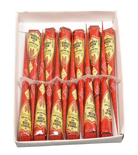 Amina Henna Instant Tatto Red Outline Mehndi/No Chemicals Dyes Color Paste Cone (Red, 12 Piece)(Red)