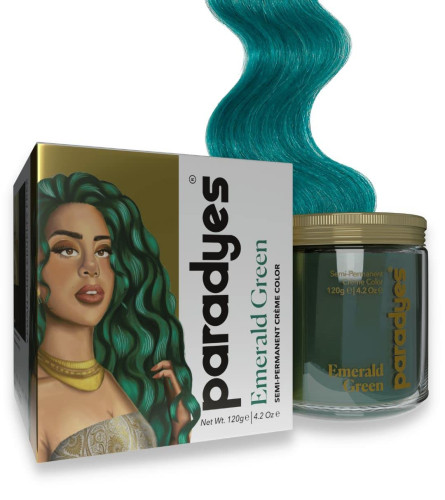 Paradyes Ammonia Free, Cruelty Free, Vegan, DIY application, Semi-permanent Hair Color jar only 120 gm (Emerald Green) free shipping