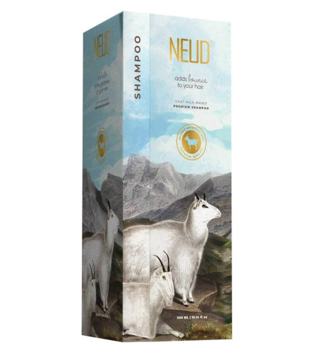 NEUD Goat Milk Premium Shampoo for Men & Women with Free Water-Resistant Multi-Purpose Zipper Pouch, White, 300 ml | free shipping