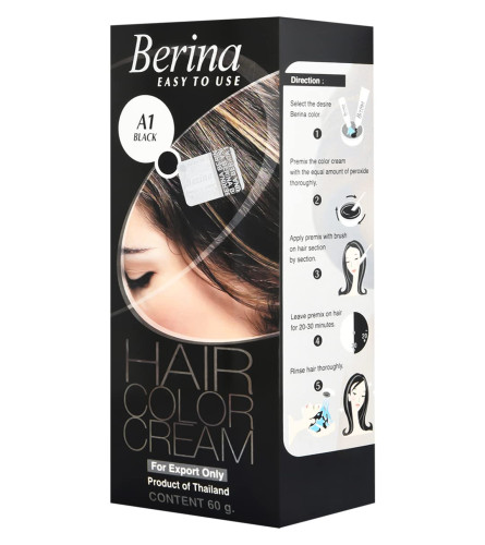 Berina Hair Colour Cream Full Coverage | Temporary & Quick Highlight, 60 gm (A1 BlacK) PACK OF 2 | free shipping