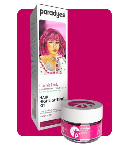 Paradyes Carola Pink Semi Permanent Hair Color Highlighting Kit Enriched with Herbal Ingredients for All Hair Types, 75 g | free shipping