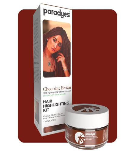 Paradyes Ammonia Free Chocolate Brown Semi-permanent Hair Color Highlighting Kit enriched with herbal ingredients for All Hair Types-75 gm | free shipping