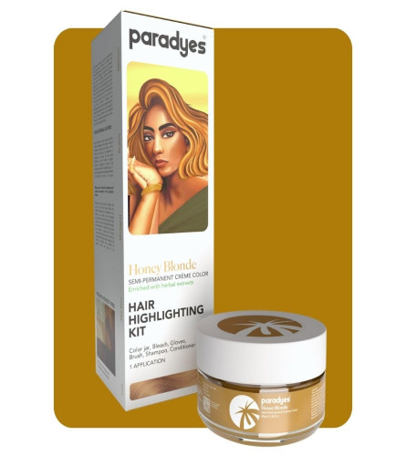 Paradyes Ammonia Free Honey Blonde Semi-permanent Hair Color Highlighting Kit enriched with herbal ingredients for All Hair Types, 75 gm (free shipping)