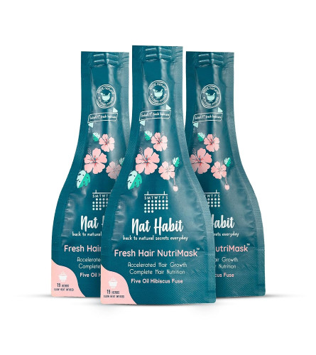 Nat Habit 5-Oil Hibiscus FRESH Hair Mask , Hair Growth , Hairfall Control (Pack of 3 x 40 gm) free shipping
