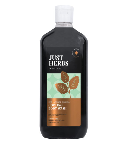 Just Herbs Deep Cleansing Cooling Body Wash with Mint and Activated Charcoal for Men and Women, 300 ml | free shipping