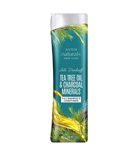 Avon Naturals Tea Tree Oil & Charcoal Minerals 2 in1 Shampoo and Conditioner- 180 ml (pack of 2) free shipping