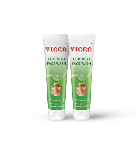 Vicco Aloe Vera Face Wash, Pure Aloe Vera Extracts, Soft, Smooth & Healthy Skin, Pack of 3 (70 gm)