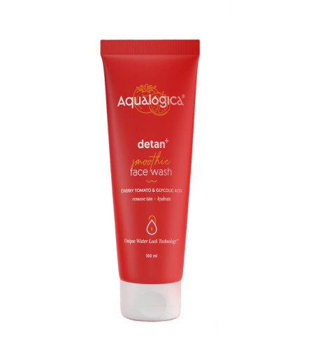 Aqualogica Detan+ Smoothie Face Wash with Cherry Tomato & Glycolic Acid Gently Cleanses, Hydrates & Removes Tan - 100 ml (pack of 2) free shipping