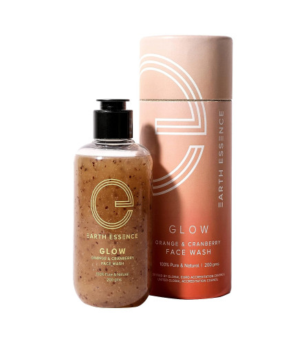 Earth Essence | GLOW | Orange & Cranberry Face Wash, 200 Gm | free shipping