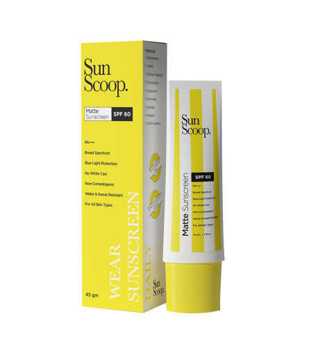 SunScoop Matte SPF 60 Sunscreen Gel For Women & Men With UV Filter Zinc Oxide, 45 gm | free shipping