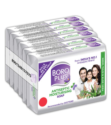 Boroplus Antiseptic And Moisturising Bathing Soap With Aloe Vera, Neem And Tulsi , 125G (Pack Of 6)