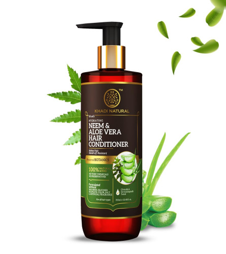 KHADI NATURAL NEEM & ALOEVERA HAIR CONDITIONER WITH ALMOND OIL & HEENA, 310 gm (free shipping)