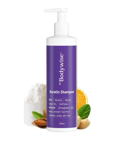 Be Bodywise Keratin Hair Fall Control Shampoo | With Goodness of Keratin, Biotin, Argan Oil & Caffeine | 250 ml (pack of 2) free shipping