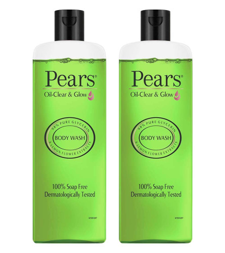 Pears Oil Clear & Glow Shower Gel, With 98% Glycerine, 100% Soap Free, Paraben Free, 250 ml x 2 pack