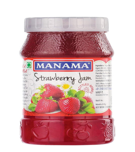 Manama Strawberry Jam | Real Fruit Ingredients | Actual Strawberry Fruit Pieces | 500GMS Bottle(Free Shipping)